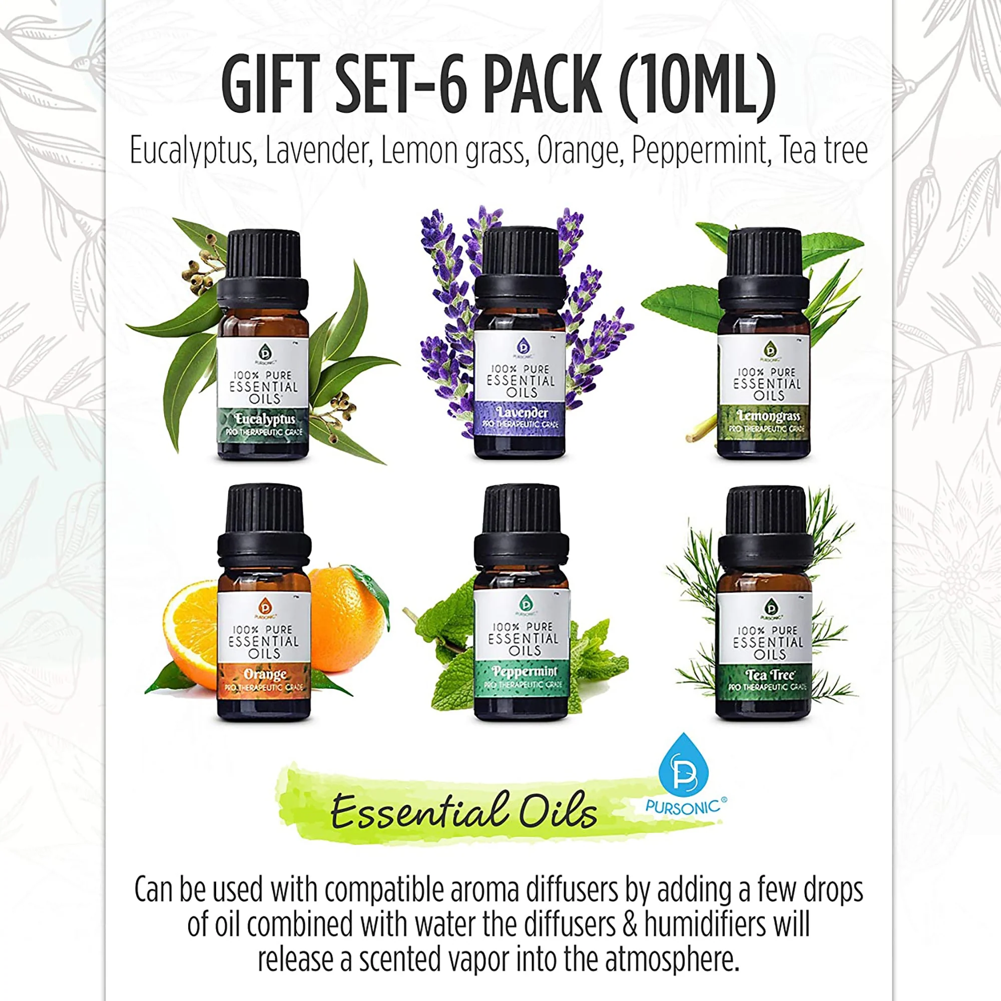 Pursonic 3-in-1 Salt Diffuser & 6 Pack Essential Oil Set - Image 4