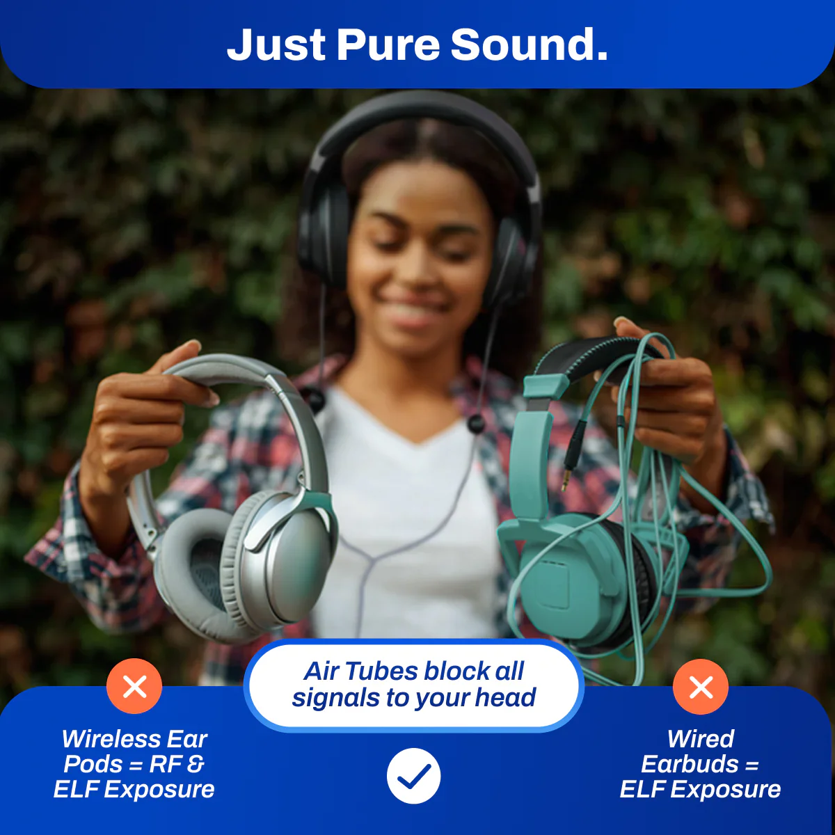 DefenderShield EMF Radiation-Free Air Tube Over-Ear Headphones - Image 3
