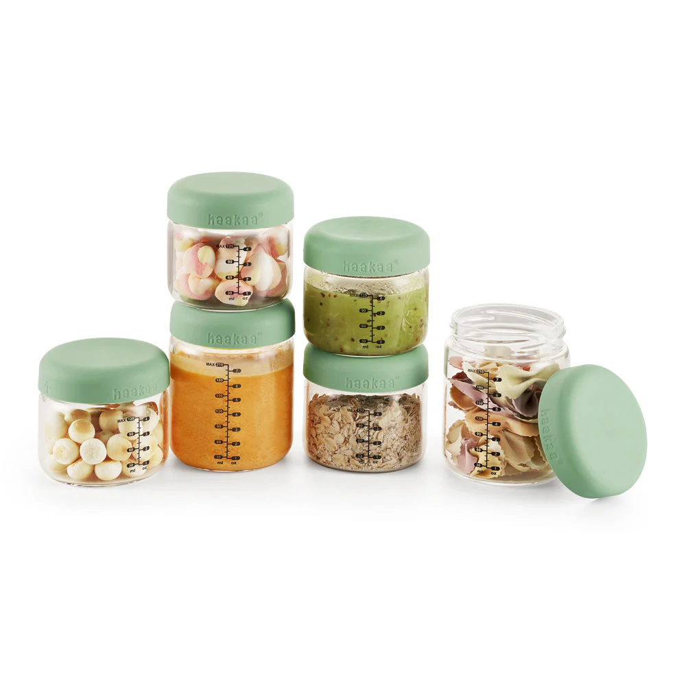 Haakaa Sealed Glass Storage Jar Set - 6 x 4 oz Glass Jars - Image 2