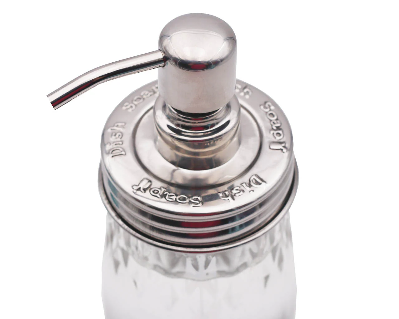 "Hand Soap," "Dish Soap," and "Lotion" Embossed Shiny Dispenser Pumps for Regular Mouth Mason Jars 3 Pack - Image 7