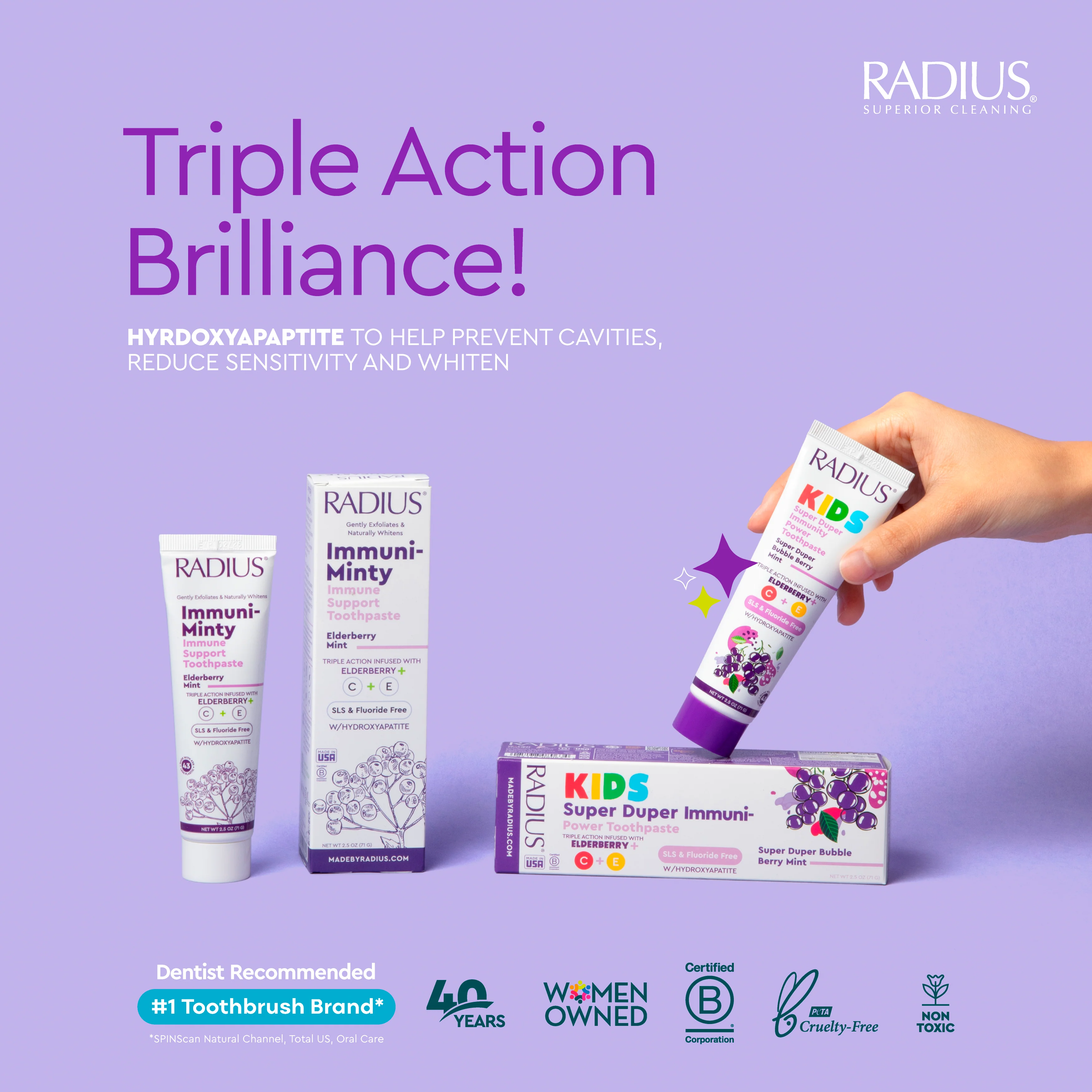 Radius IMMUNI-MINTY Immune Support Toothpaste, Elderberry Mint - Image 2
