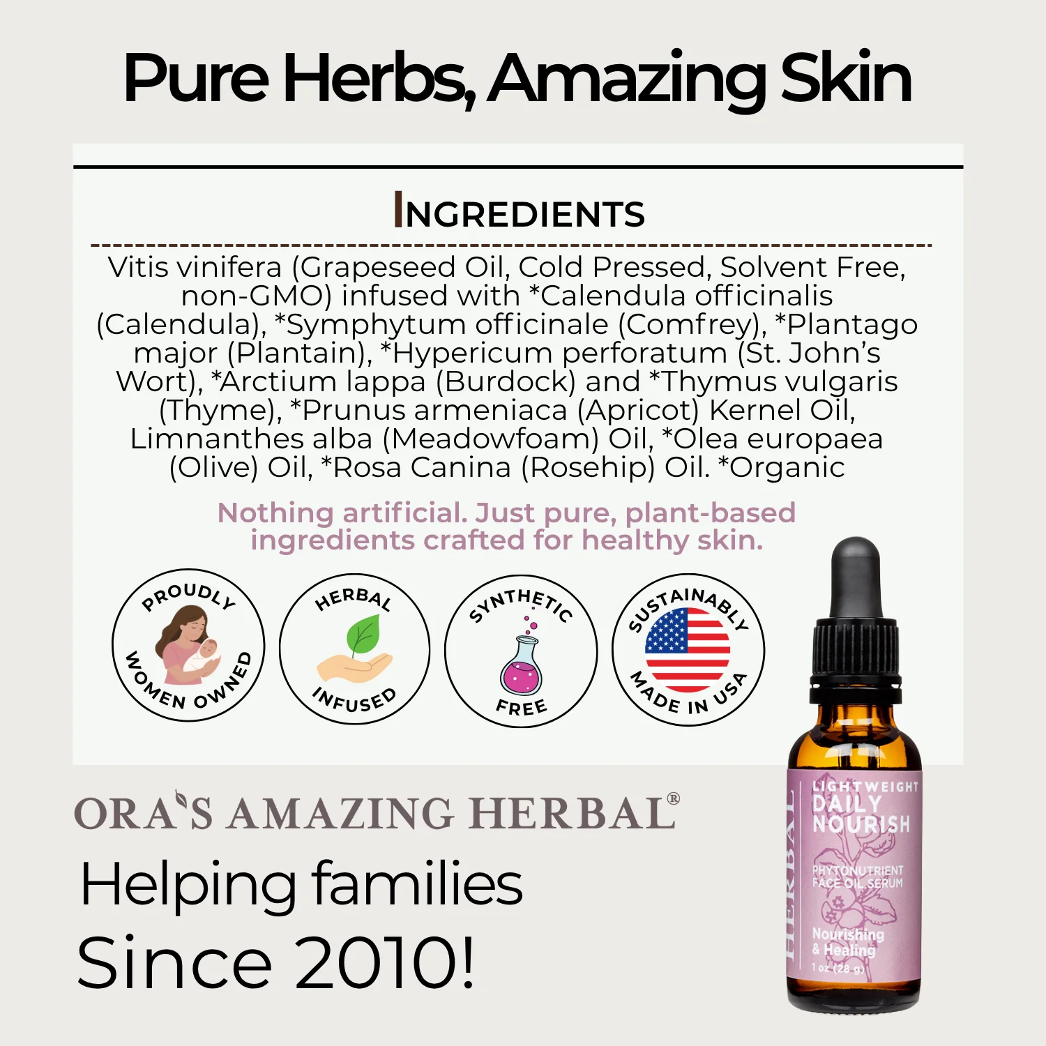 Ora's Amazing Herbal Lightweight Daily Nourish Face Oil Serum - Image 5