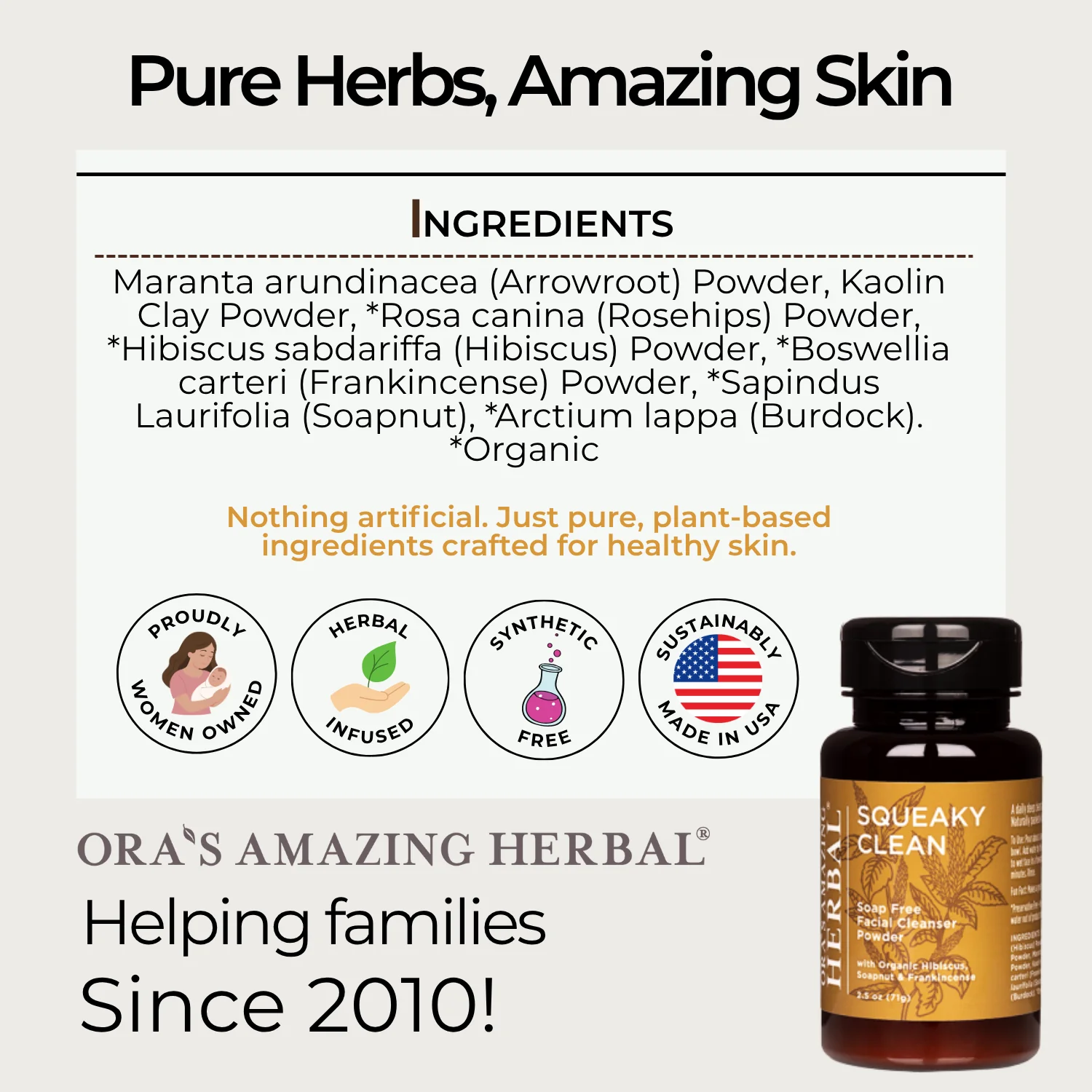 Ora's Amazing Herbal Squeaky Clean, Soap Free Facial Exfoliating Cleansing Powder - Image 5