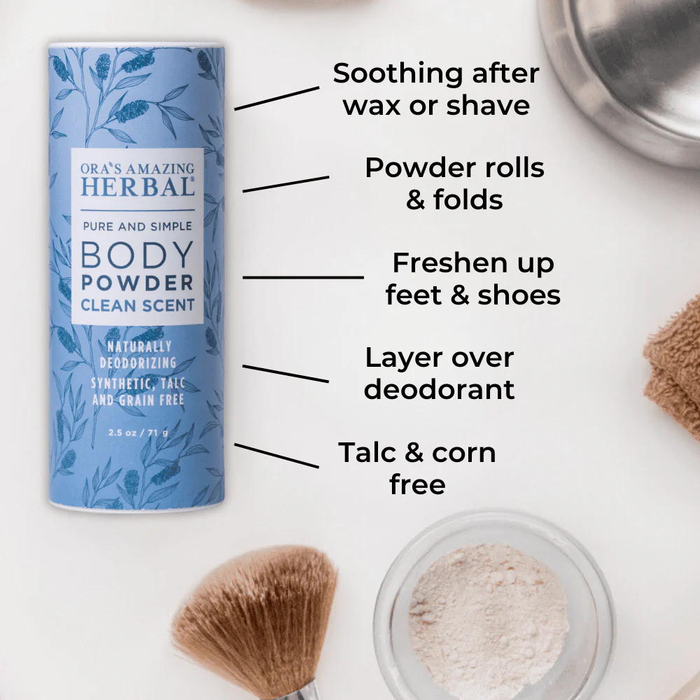 Ora's Amazing Herbal Talc Free Body Powder, Clean Scent - Image 2