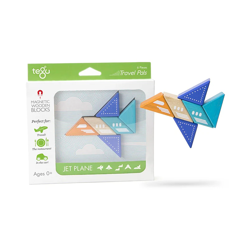Tegu Travel Pals - Jet Plane  Magnetic Wooden Blocks  6 pieces - Image 6